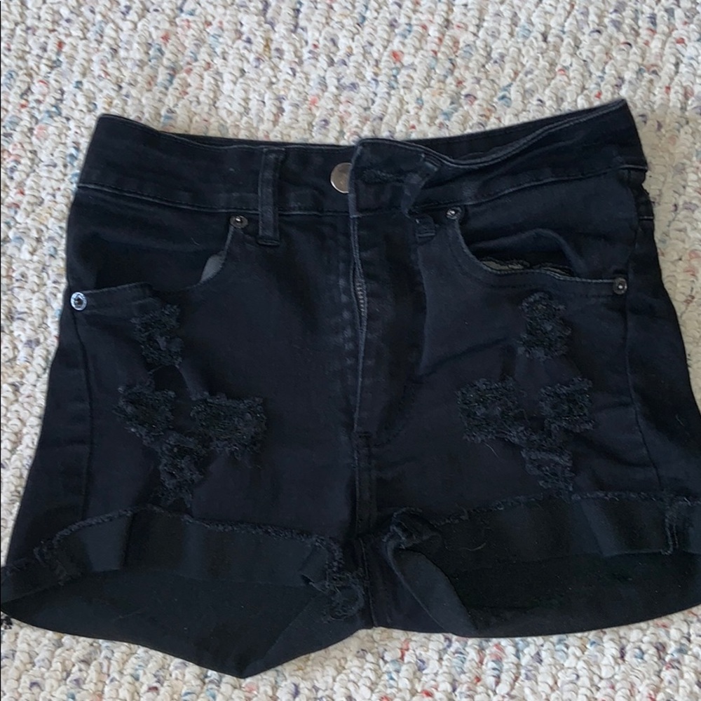Black Stretchy Denim Shorts